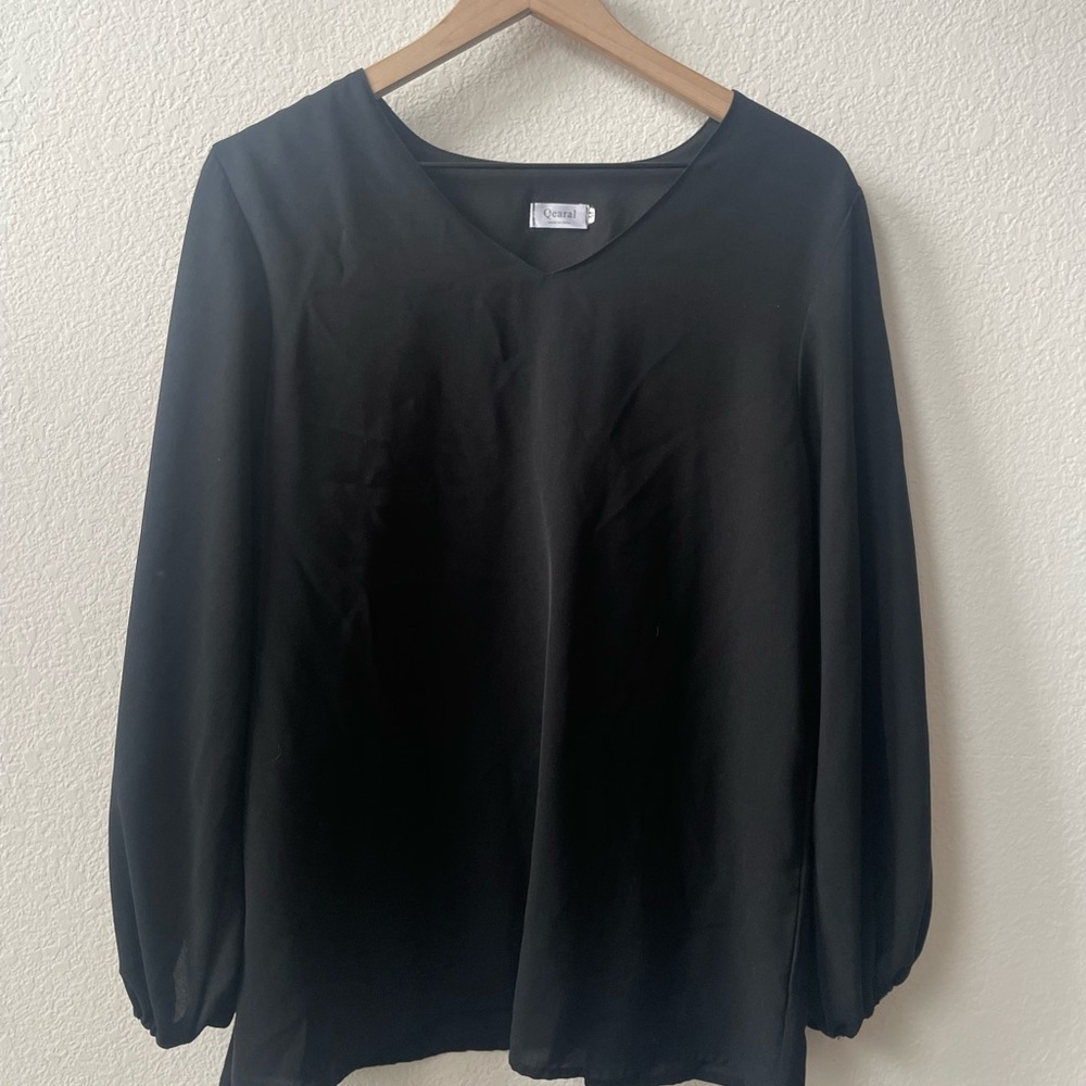 Black V-Neck Blouse